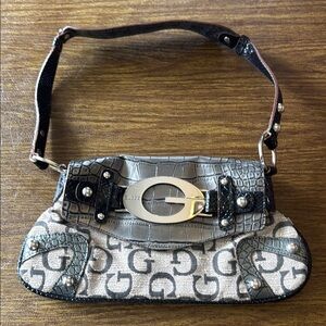 Guess Stylish Beige and Black Designer Shoulder Bag